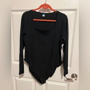 Ribbed square neck bodysuit